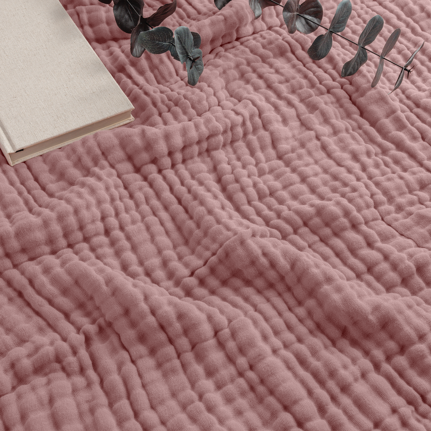 Muslin Blanket for Adults, 6-Layer Bedding by Comfy Cubs: Mauve / Throw: 50" x 60"