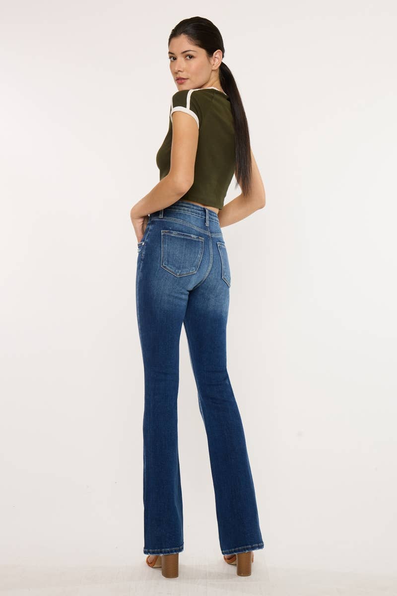HIGH RISE BOOTCUT JEANS-KC9373D: DARK / 11/29