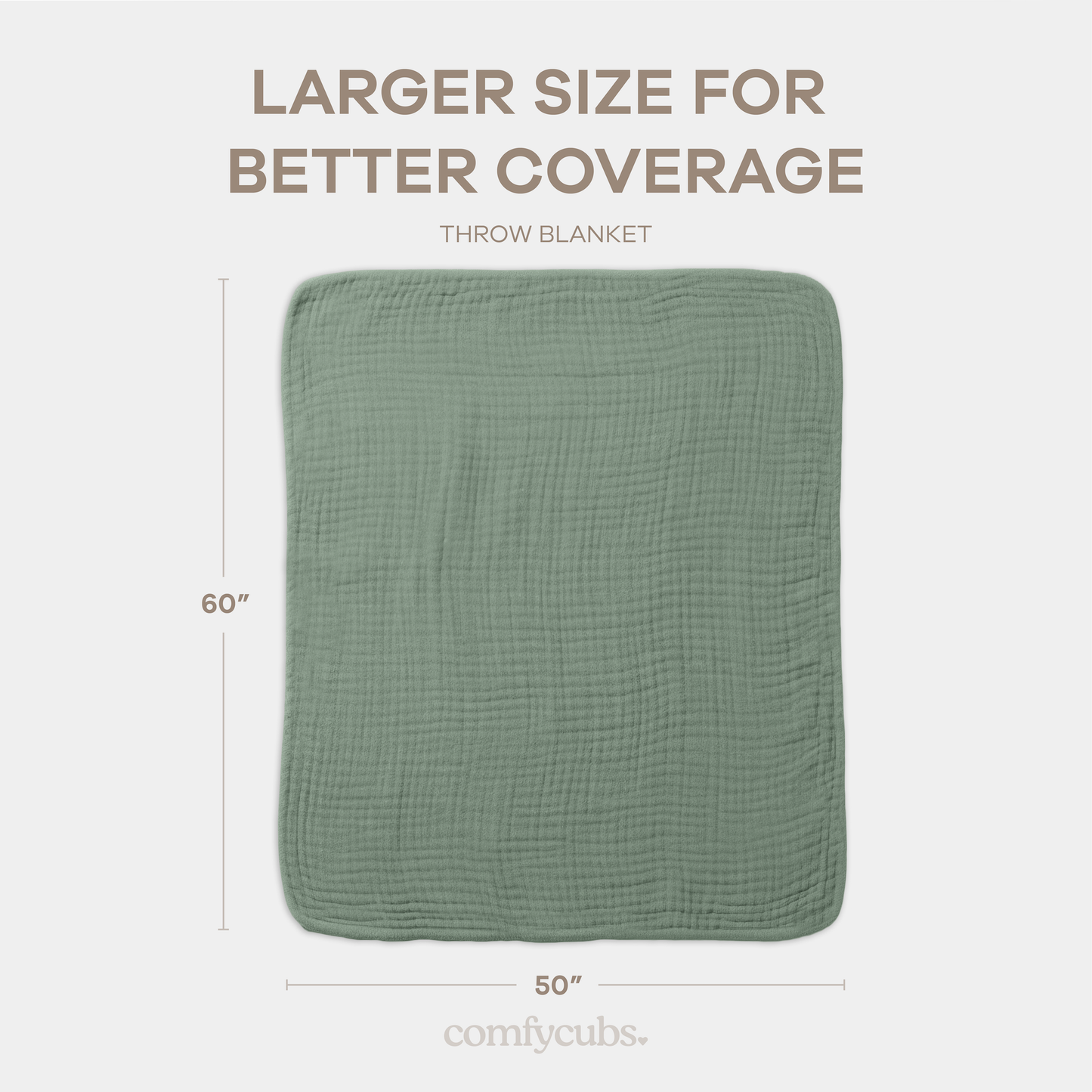 Muslin Baby Blanket, 40" x 40" Swaddle Blanket by Comfy Cubs: Fern
