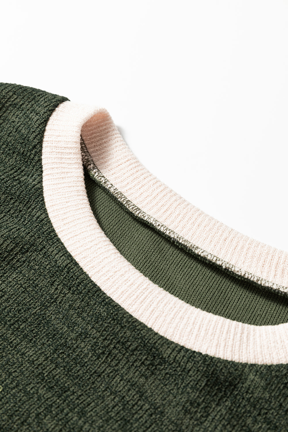 Contrast Color Trim Knit Drop Shoulder Loose Top