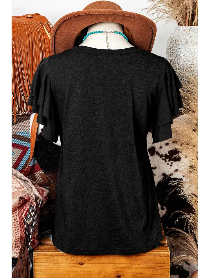 Layered Ruffle Short Sleeve Round Neck Top