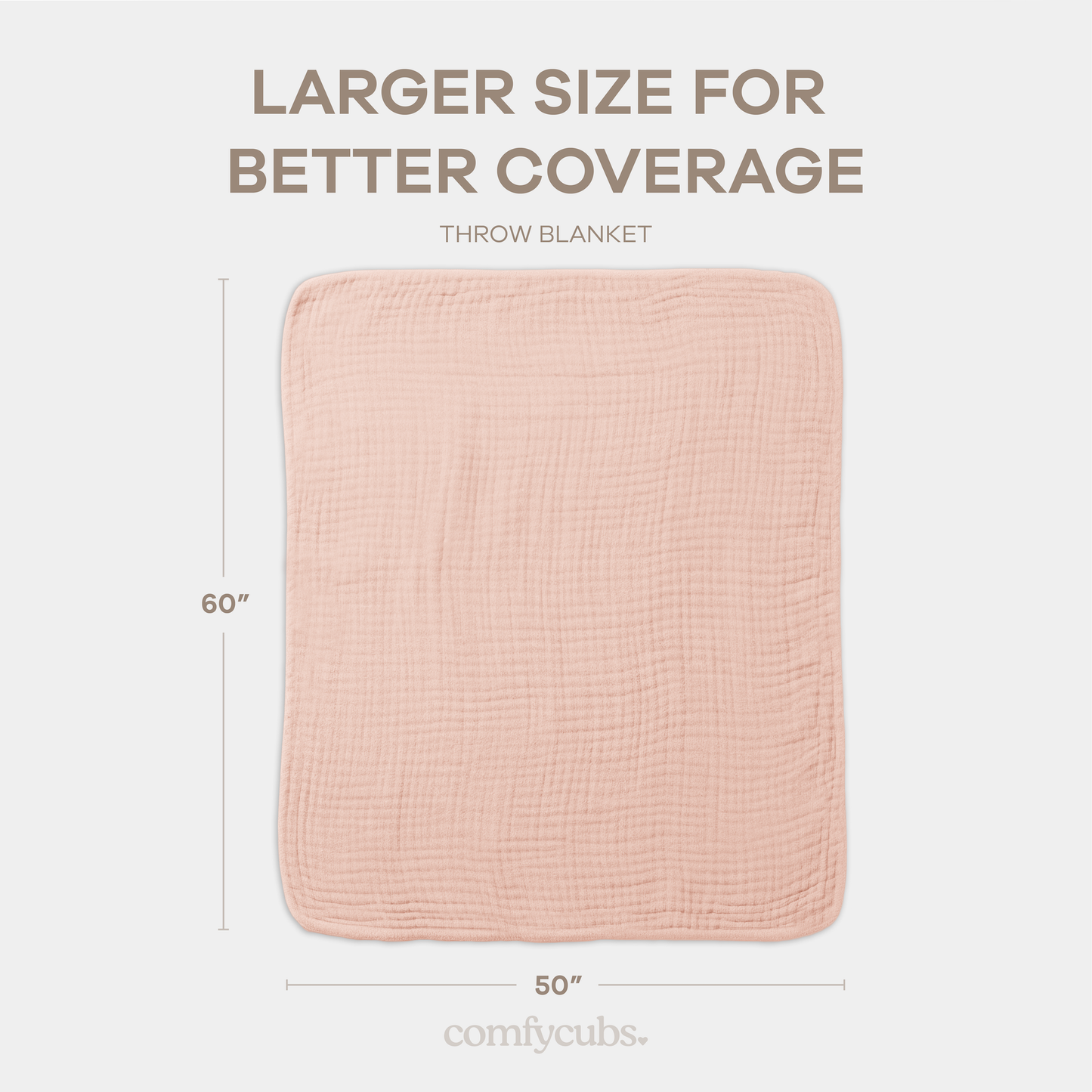 Muslin Baby Blanket, 40" x 40" Swaddle Blanket by Comfy Cubs: Mauve