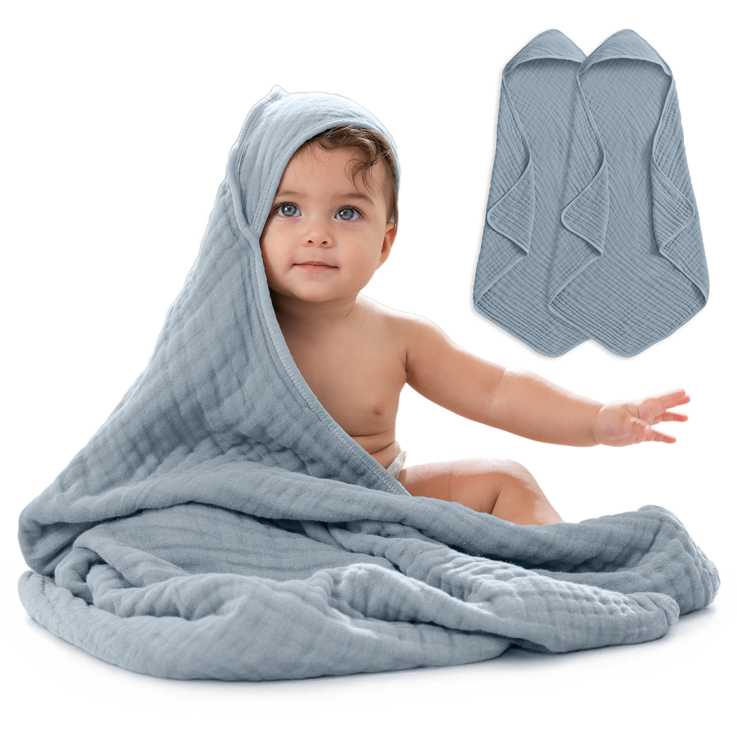 Hooded Baby Towel, 6 Layer 100% Muslin Cotton by Comfy Cubs: Mauve / Pack of 1