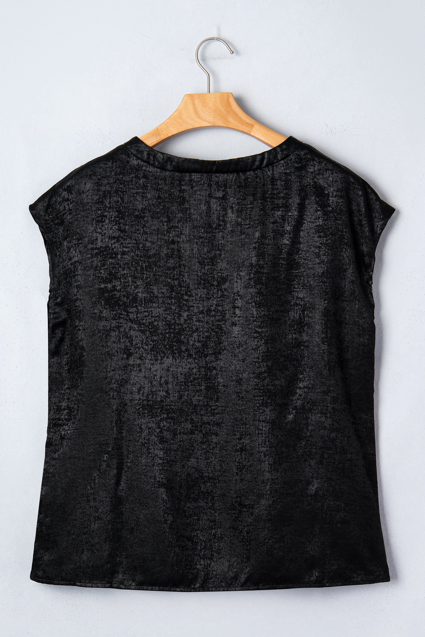 Bright Pink Metallic Round Neck Cap Sleeve Tee