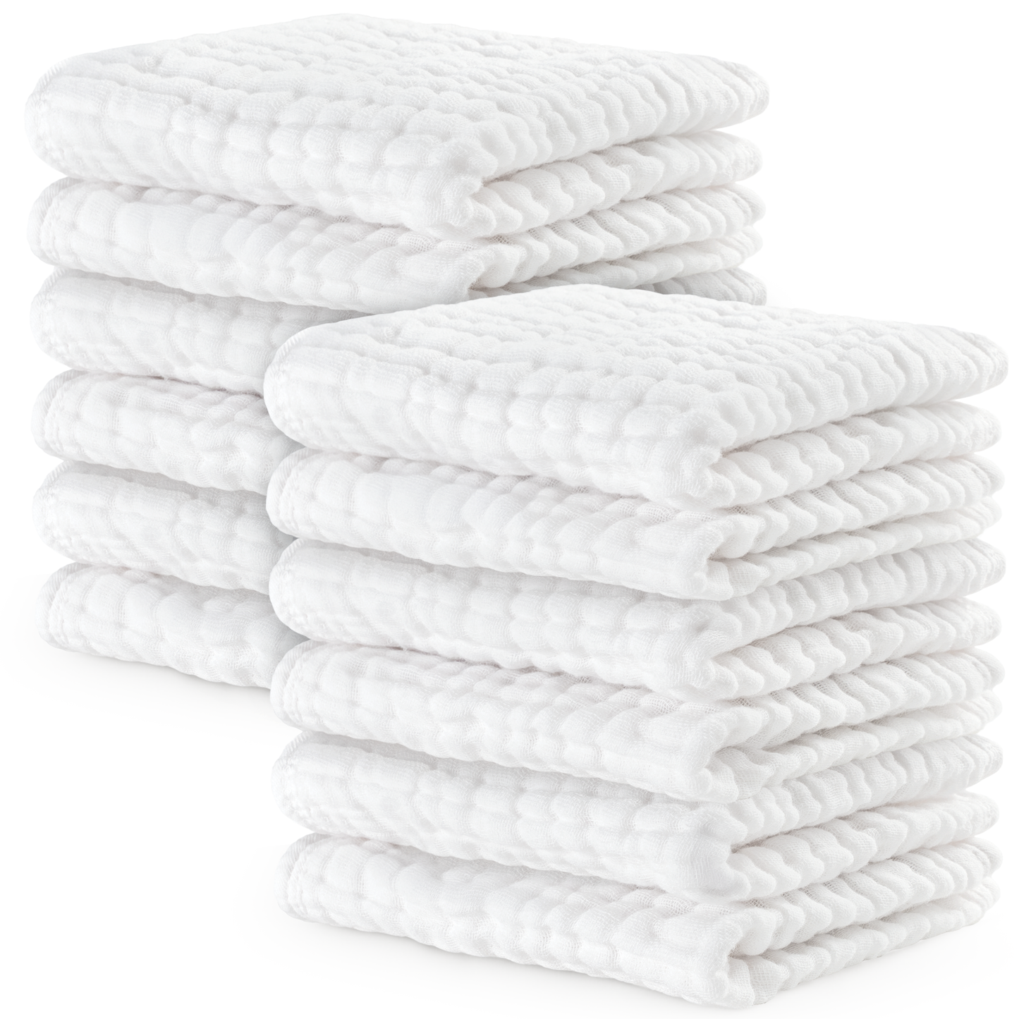 Muslin Baby Washcloths, Soft 10"x10" Cotton by Comfy Cubs: Bold Blush / 6-Pack 10”X10”