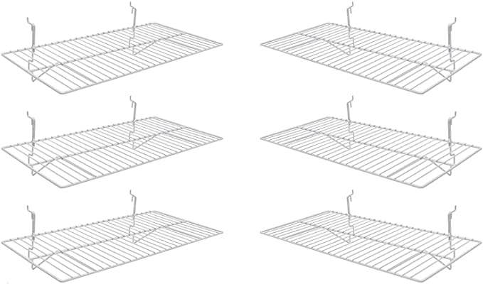 Flat Wire Slatwall/Gridwall Shelves 24"L x 12"D Pack of (6): BLACK
