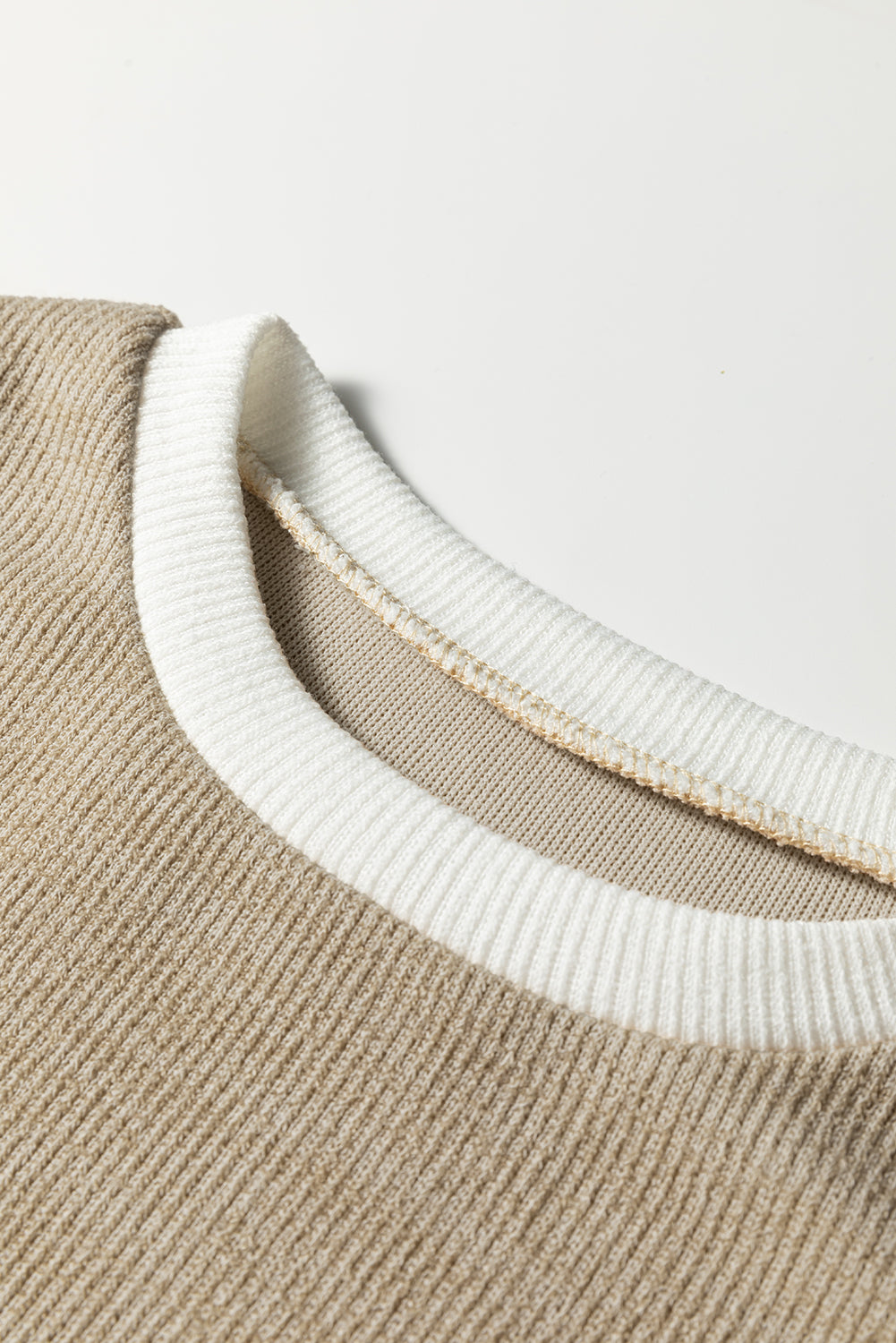 Contrast Color Trim Knit Drop Shoulder Loose Top