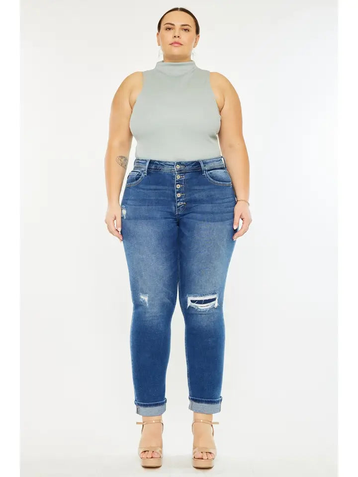 High Rise Straight Jean- Plus Size