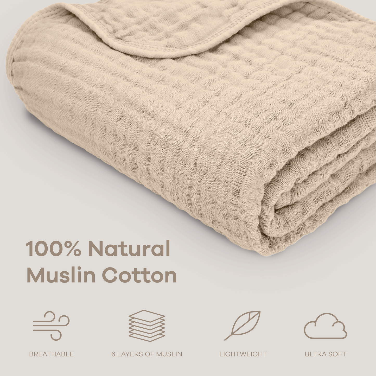 Muslin Baby Blanket, 40" x 40" Swaddle Blanket by Comfy Cubs: Fern