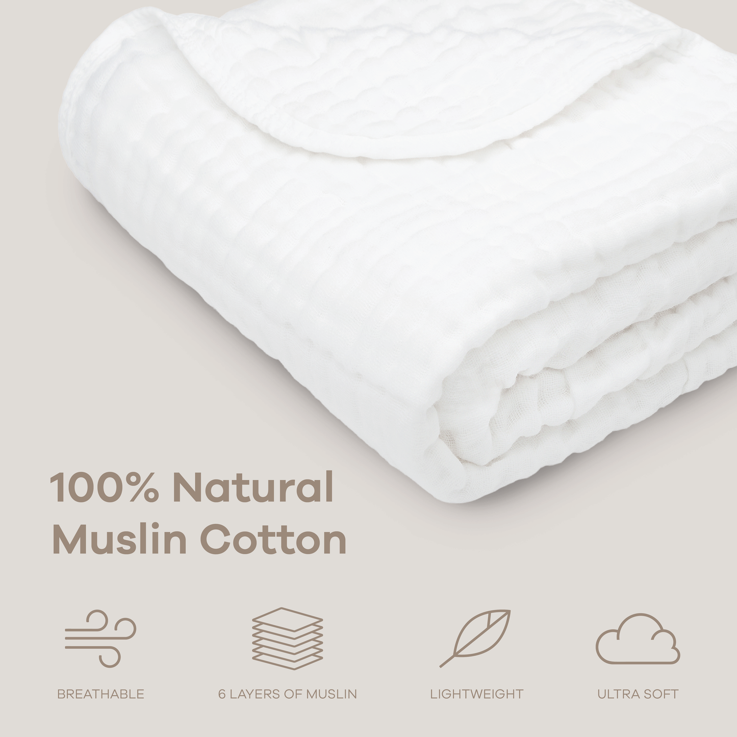 Muslin Baby Blanket, 40" x 40" Swaddle Blanket by Comfy Cubs: Mauve