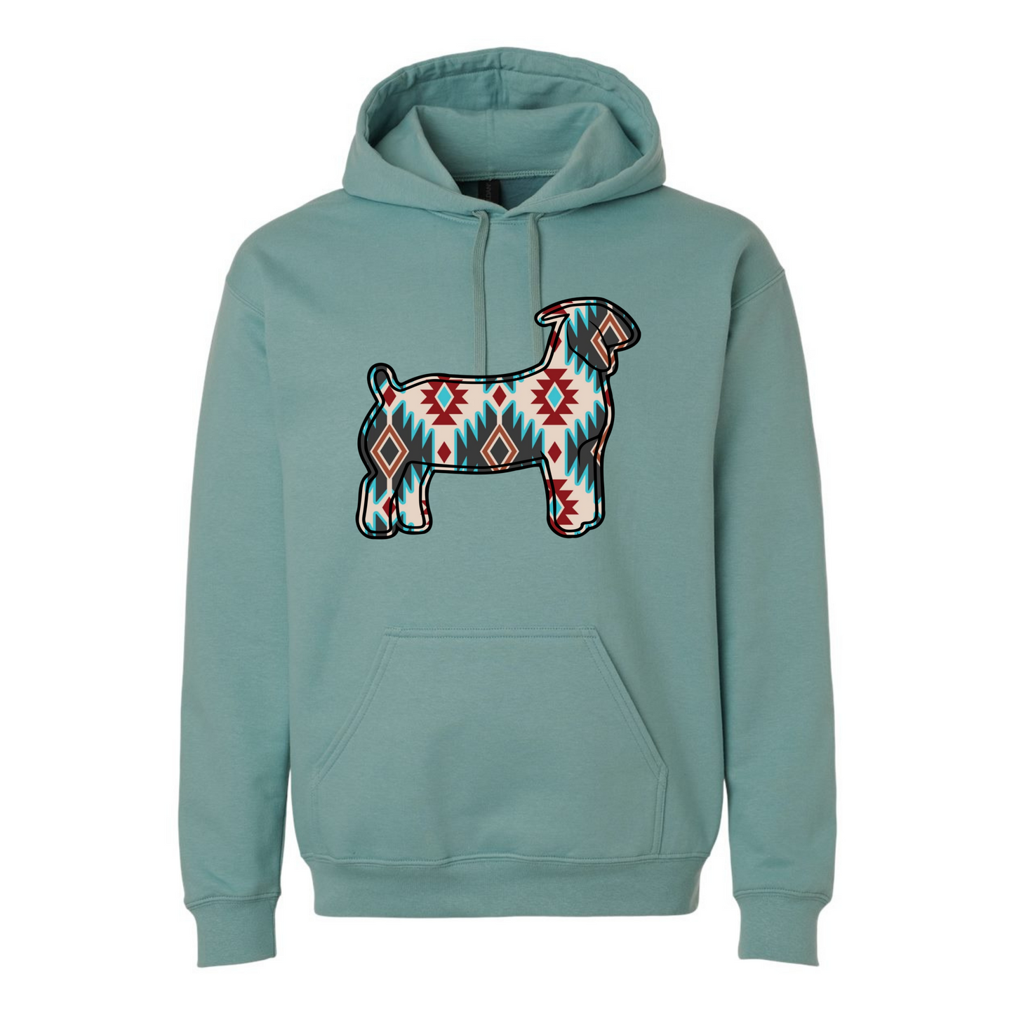 Teal/red Aztec Goat hoodie