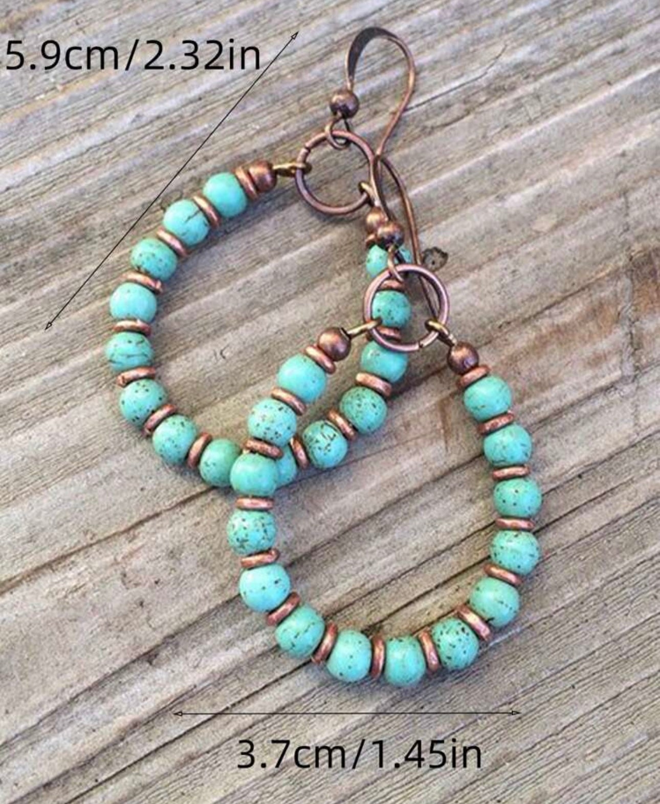 Boho Shell & Wooden Beaded Drop Hoop Earrings