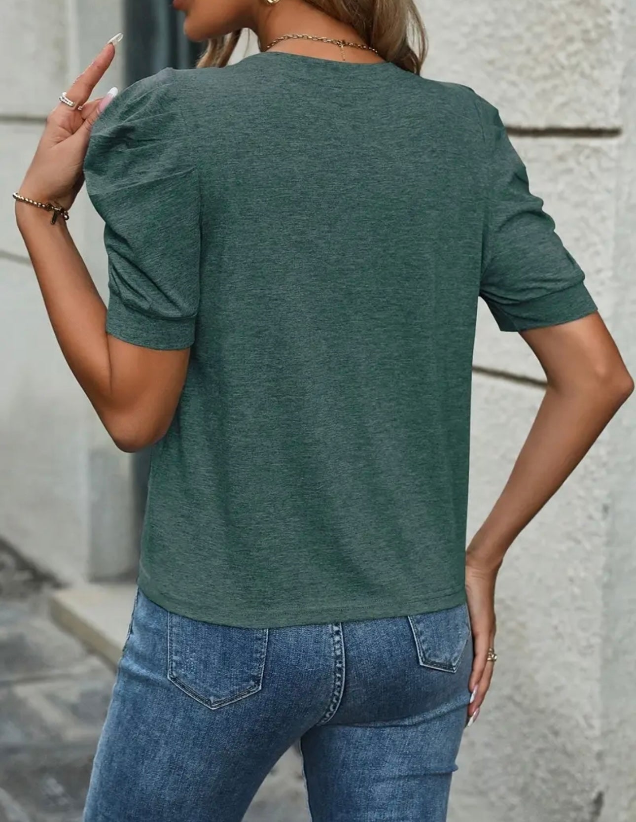 Women'S Solid Color Lantern Sleeve Top