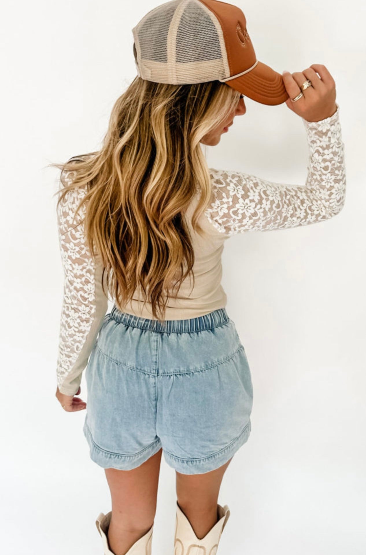 Floral Lace Patchwork Long Sleeve High Neck Slim Top