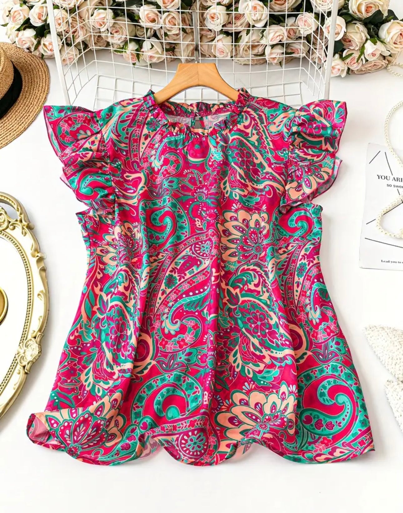 Lightweight Plus Size Women's Paisley Print Blouse