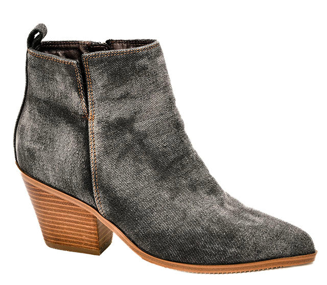 Gimme Sugar Washed Dark Blue Denim Bootie
