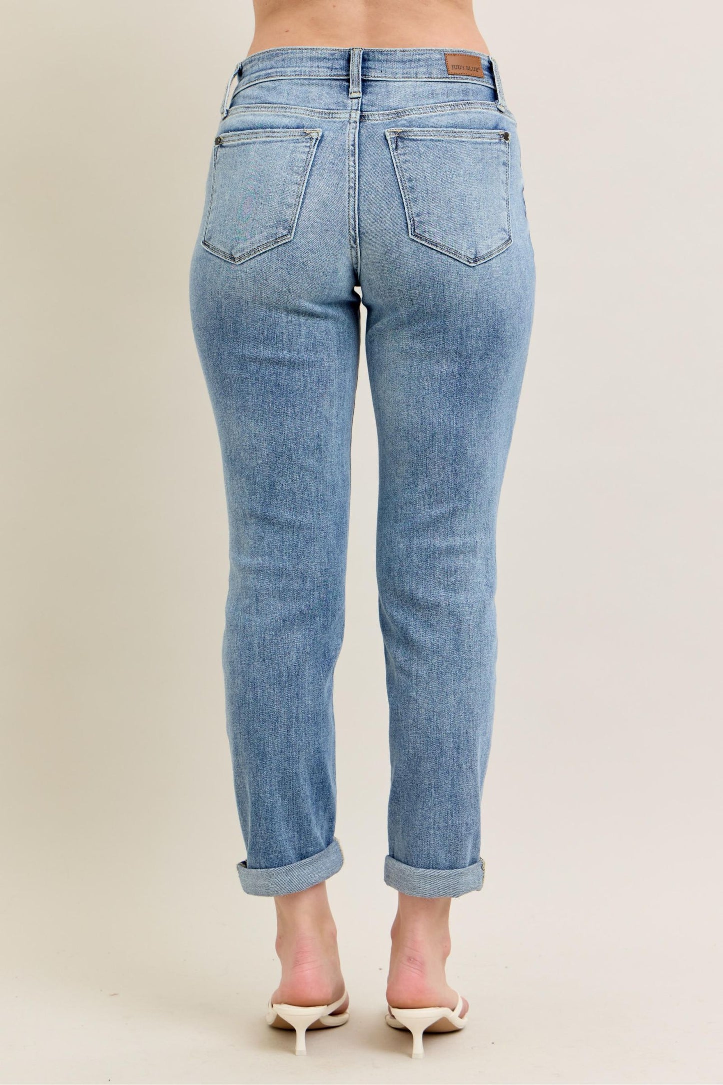 Judy Blue Mid Rise Bleach Wash Boyfriend- Reg & Plus Size