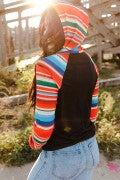 Multicolor Colorful Striped Patchwork Hoodie
