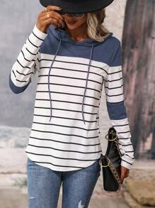 Striped Drawstring Hoodie
