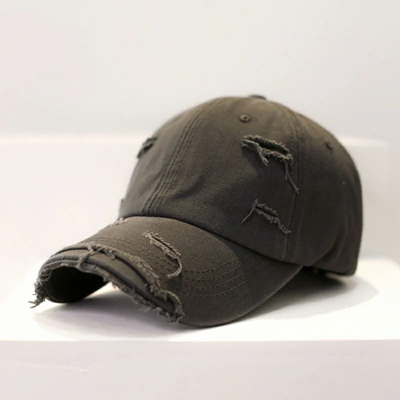 Cotton Polyester Casual Ripped Hole Baseball Cap