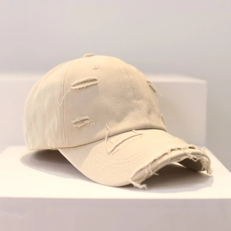 Cotton Polyester Casual Ripped Hole Baseball Cap
