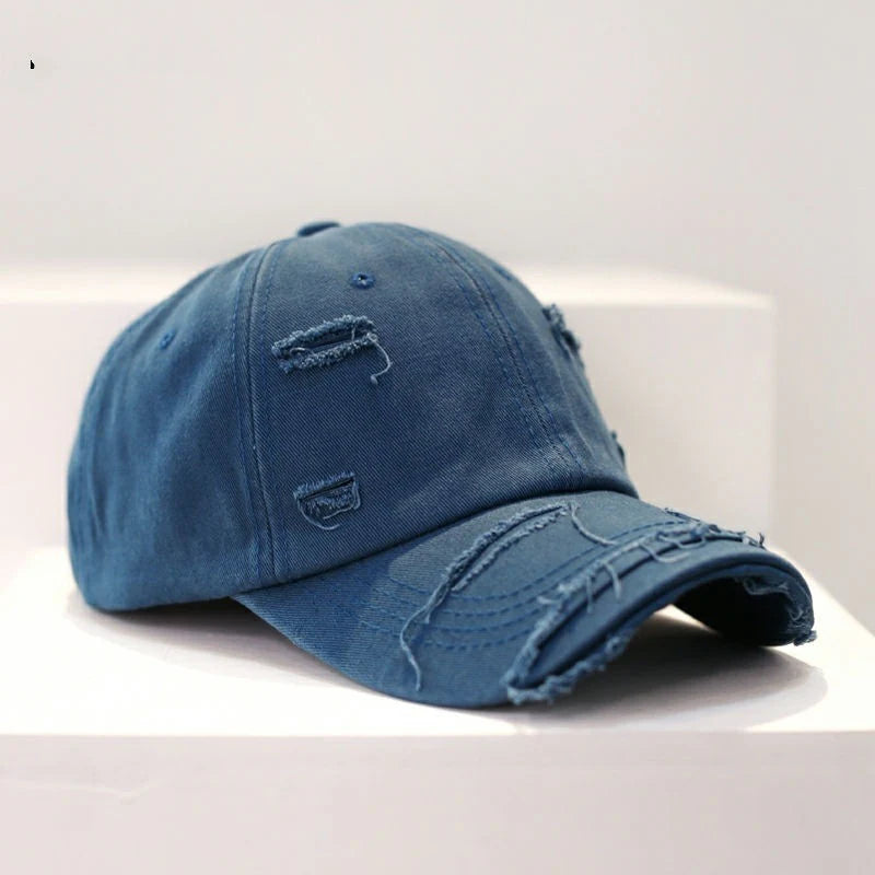Cotton Polyester Casual Ripped Hole Baseball Cap