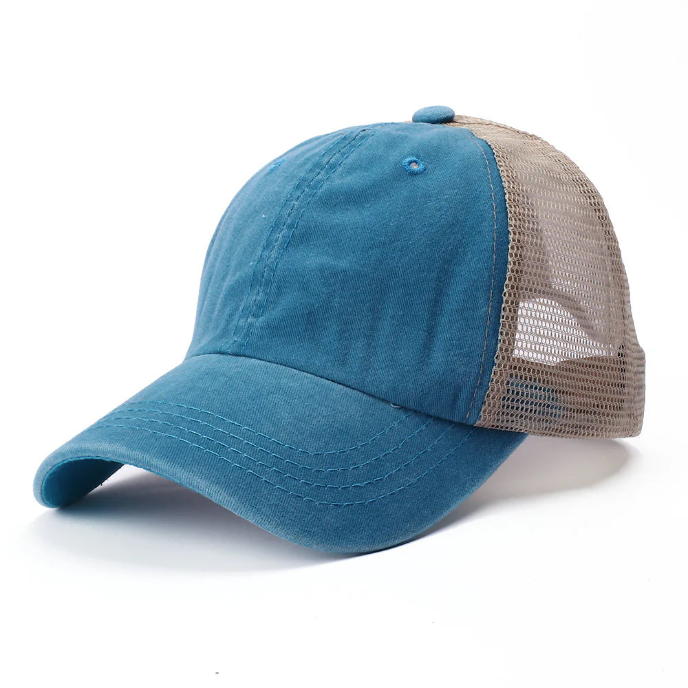 Retro Baseball Cap Washed Cotton Solid Color Mesh Cap