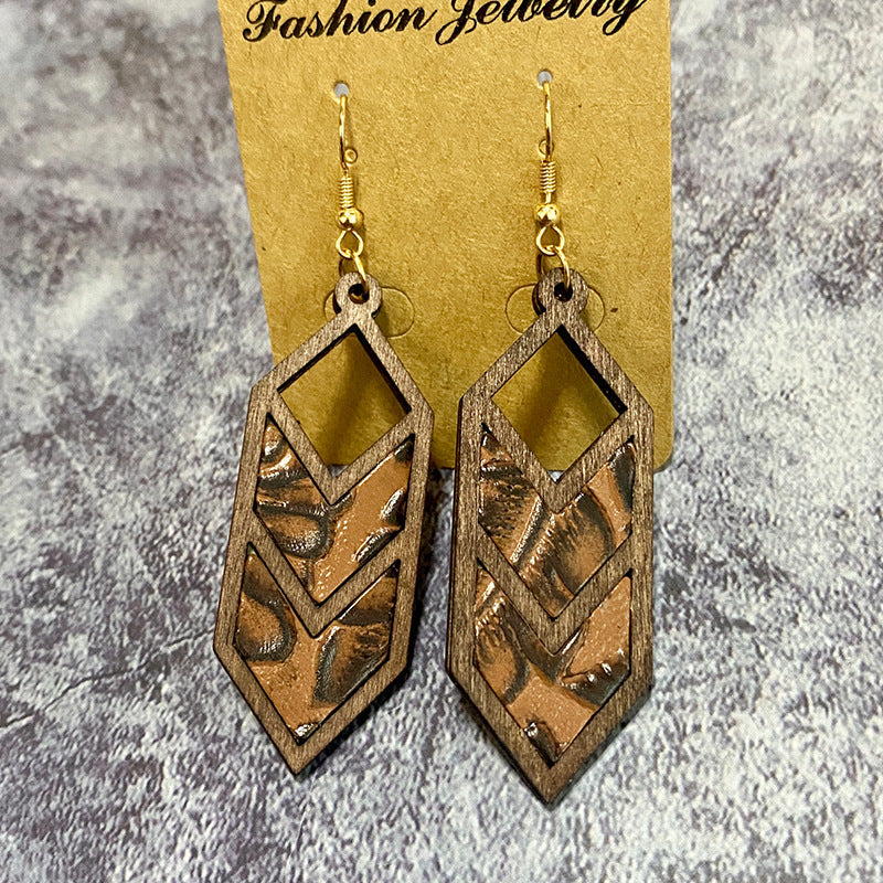 Western Style Hollow Leather Earrings