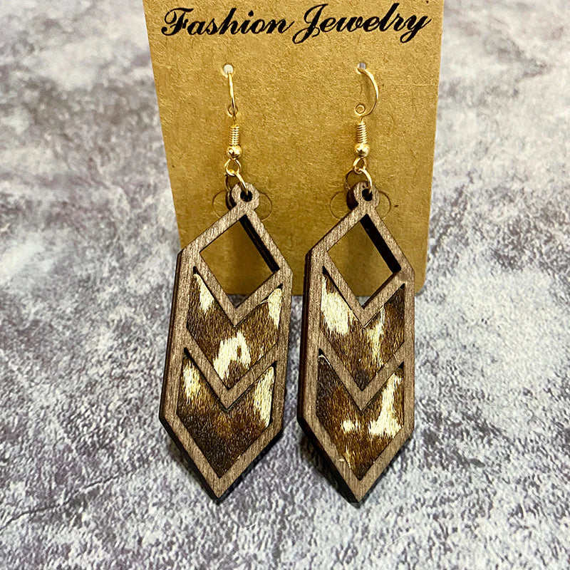 Western Style Hollow Leather Earrings