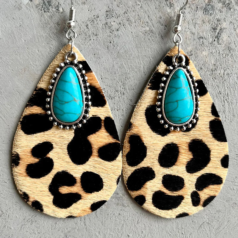 Western Animal Print Leather Earring