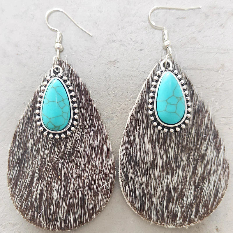 Western Animal Print Leather Earring