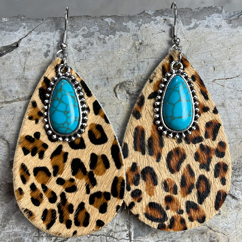 Western Animal Print Leather Earring
