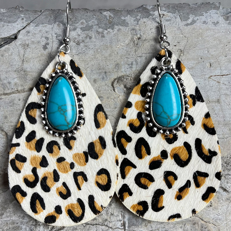 Western Animal Print Leather Earring