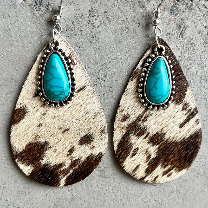 Western Animal Print Leather Earring