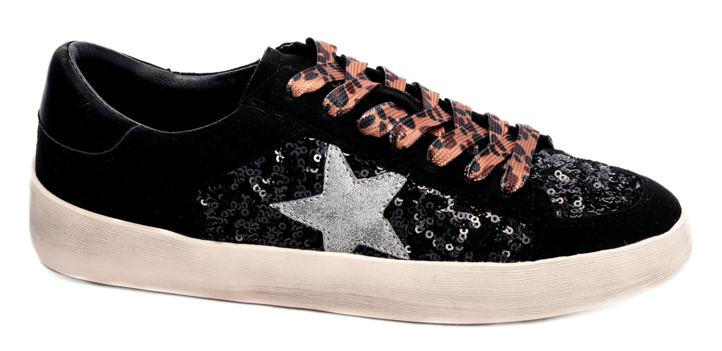 Black sequin sneaker
