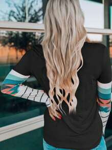 Striped Geometric Printed T-shirt