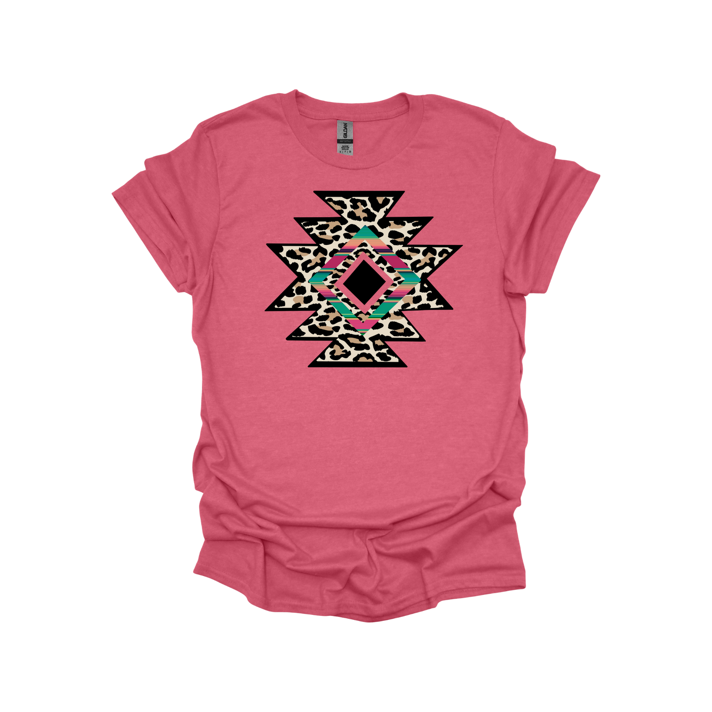 Colored Leopard Aztec Print Tee