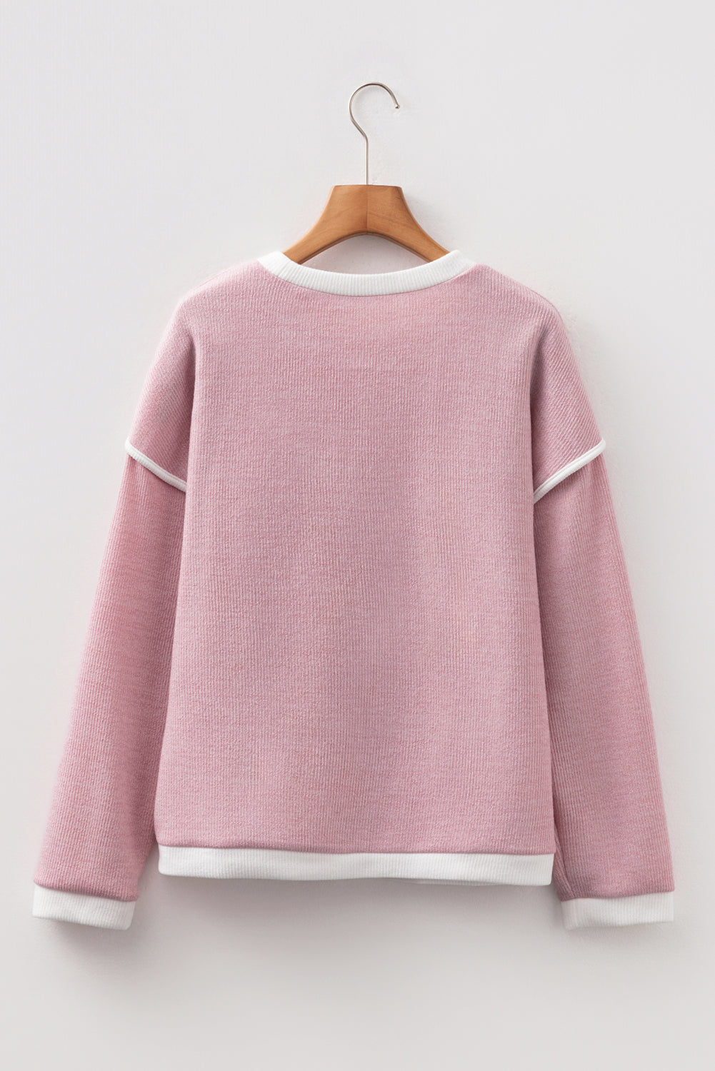 Contrast Color Trim Knit Drop Shoulder Loose Top