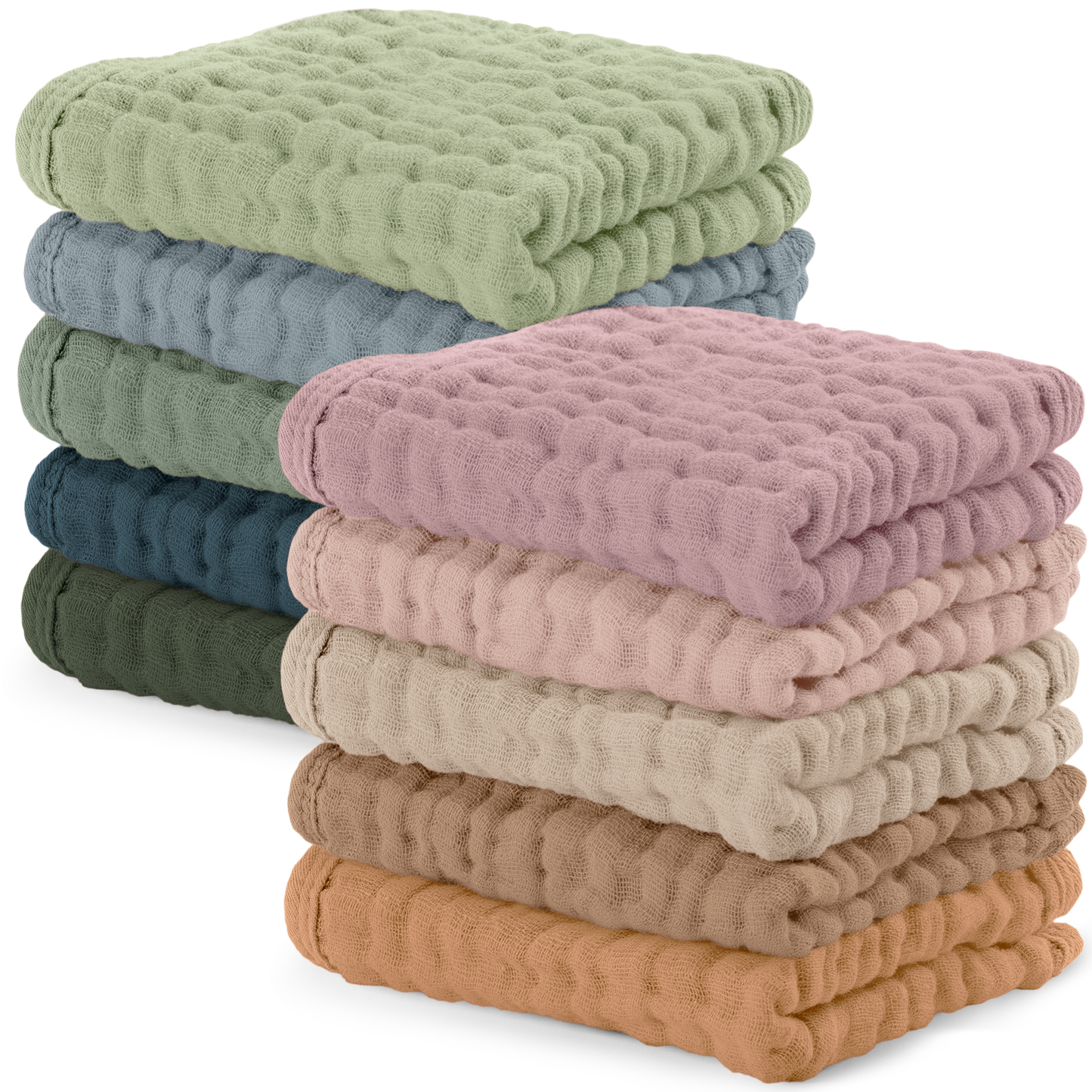 Muslin Baby Washcloths, Soft 10"x10" Cotton by Comfy Cubs: Bold Blush / 6-Pack 10”X10”