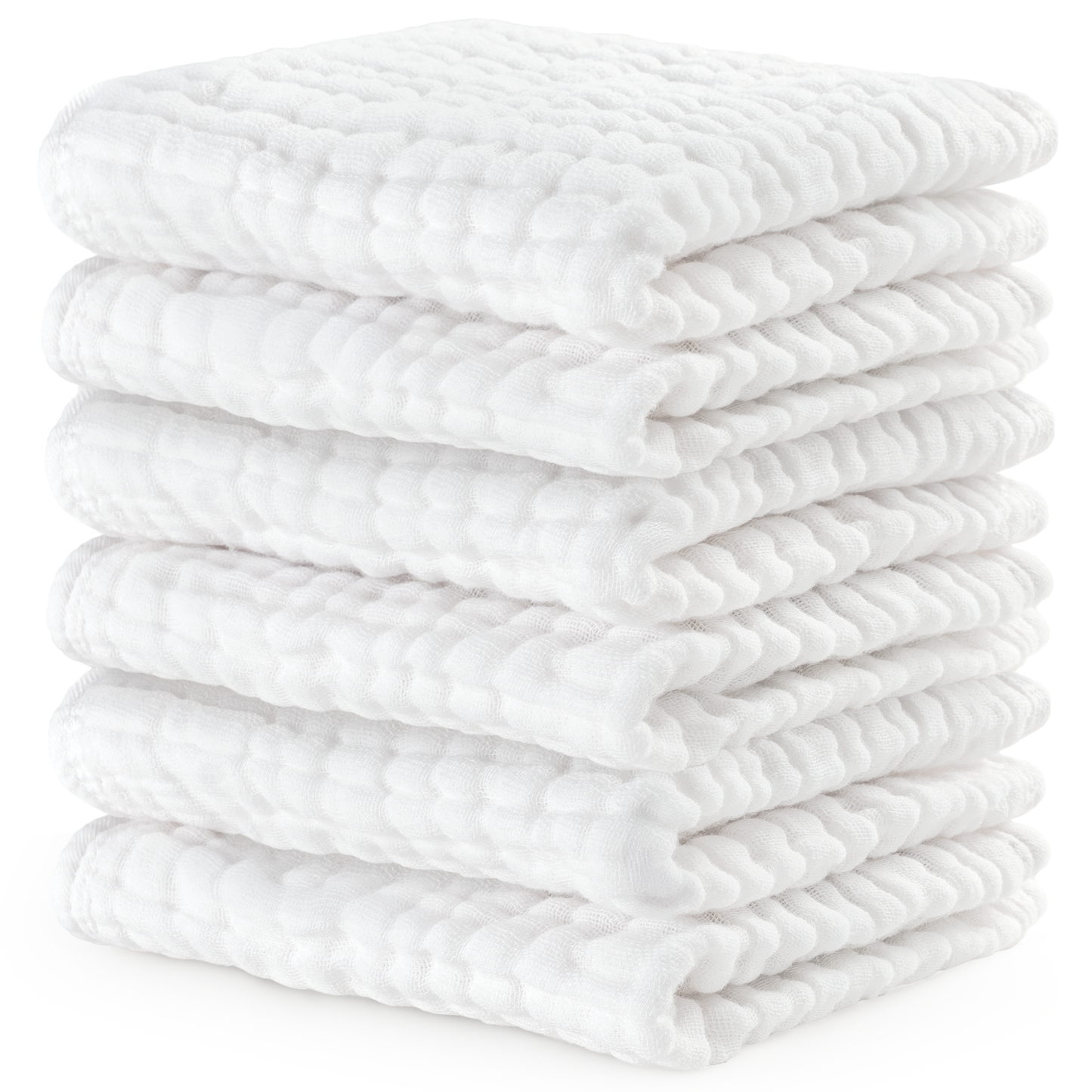 Muslin Baby Washcloths, Soft 10"x10" Cotton by Comfy Cubs: Bold Blush / 6-Pack 10”X10”