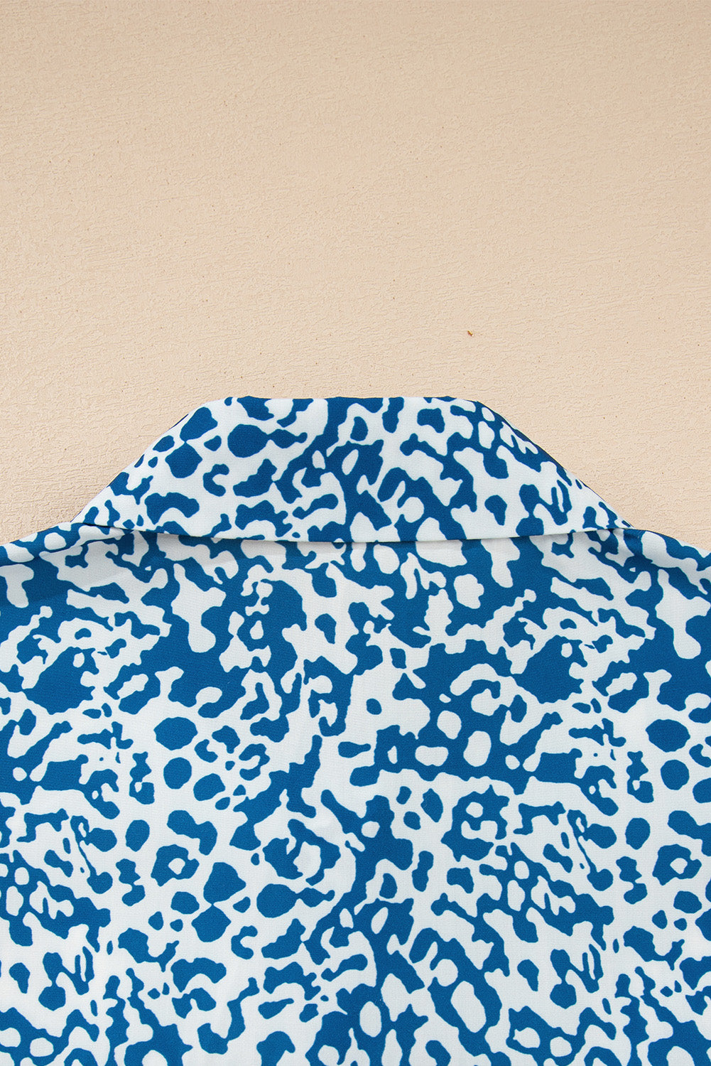 Sky Blue Leopard Striped Patchwork Button-up Shirt Shacket