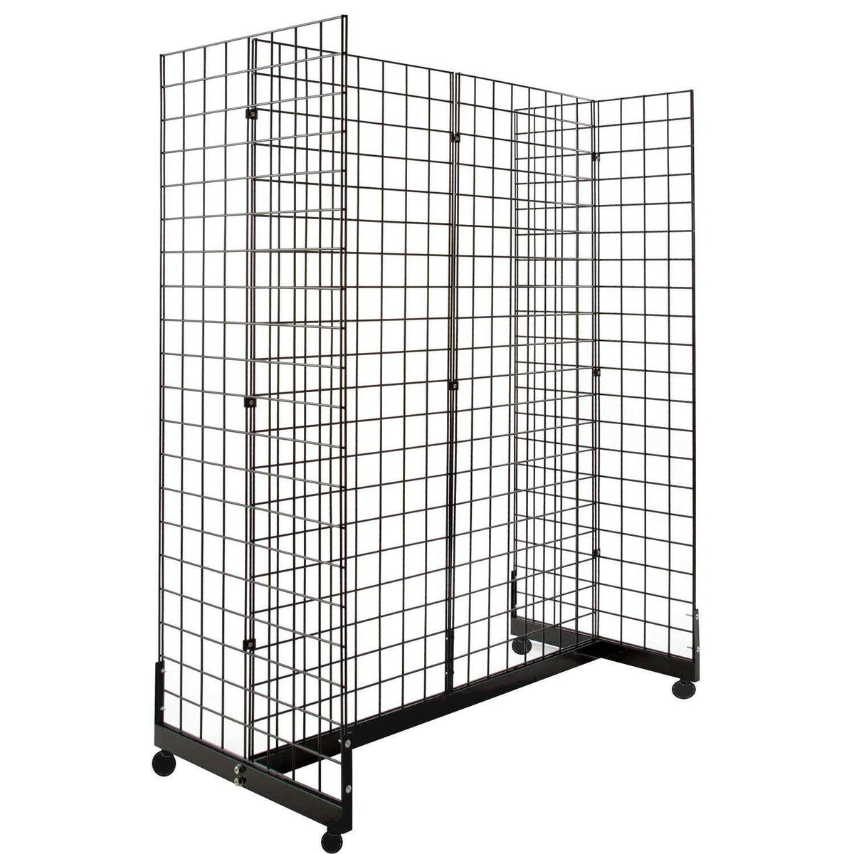 Gridwall Panel Display Fixture with Gondola Base with Casters - BLACK