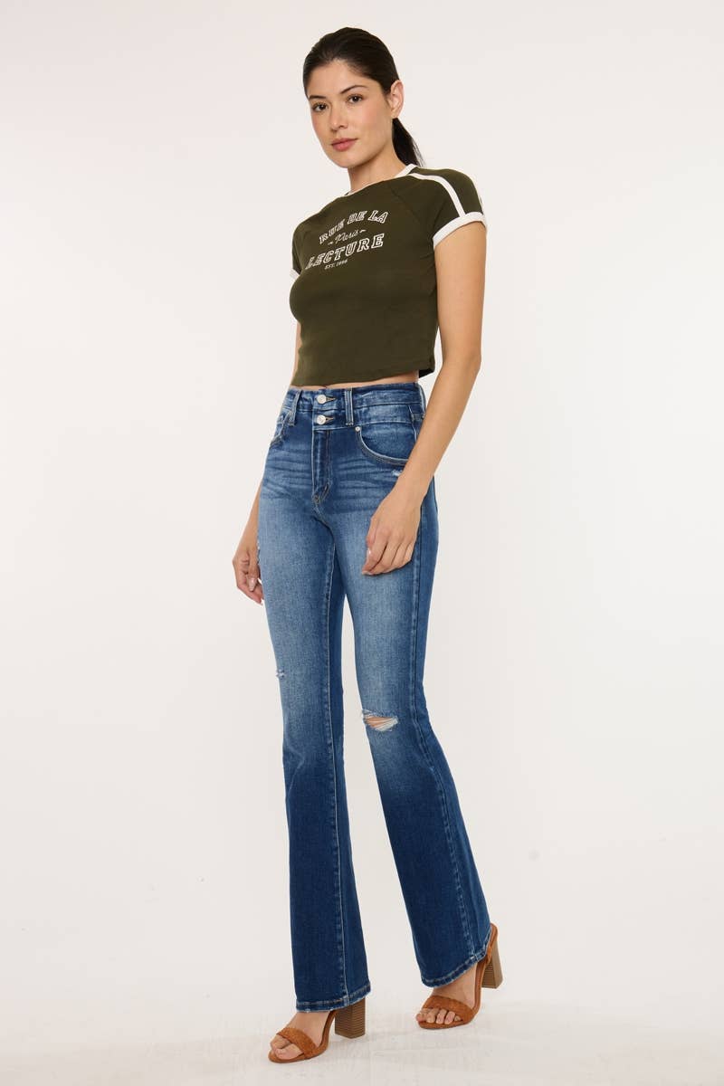 HIGH RISE BOOTCUT JEANS-KC9373D: DARK / 11/29