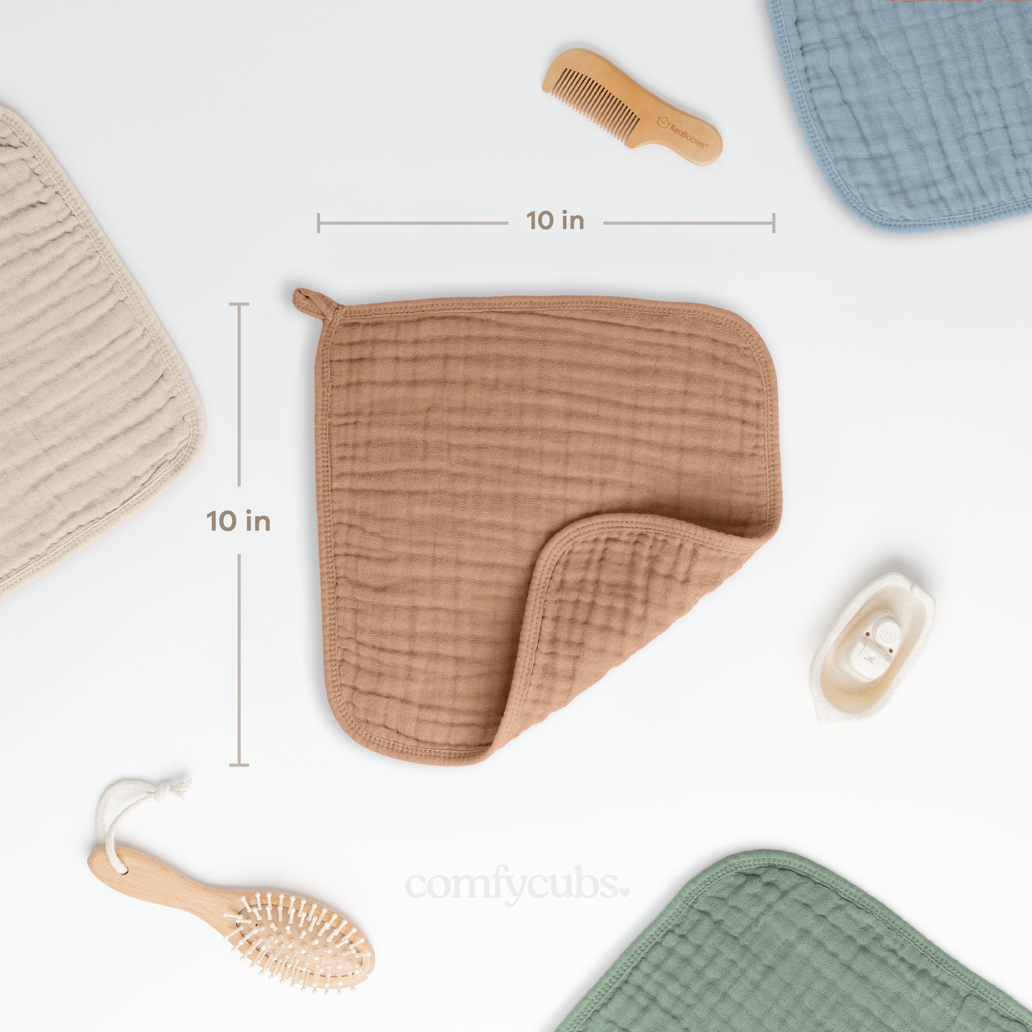 Muslin Baby Washcloths, Soft 10"x10" Cotton by Comfy Cubs: Bold Blush / 6-Pack 10”X10”