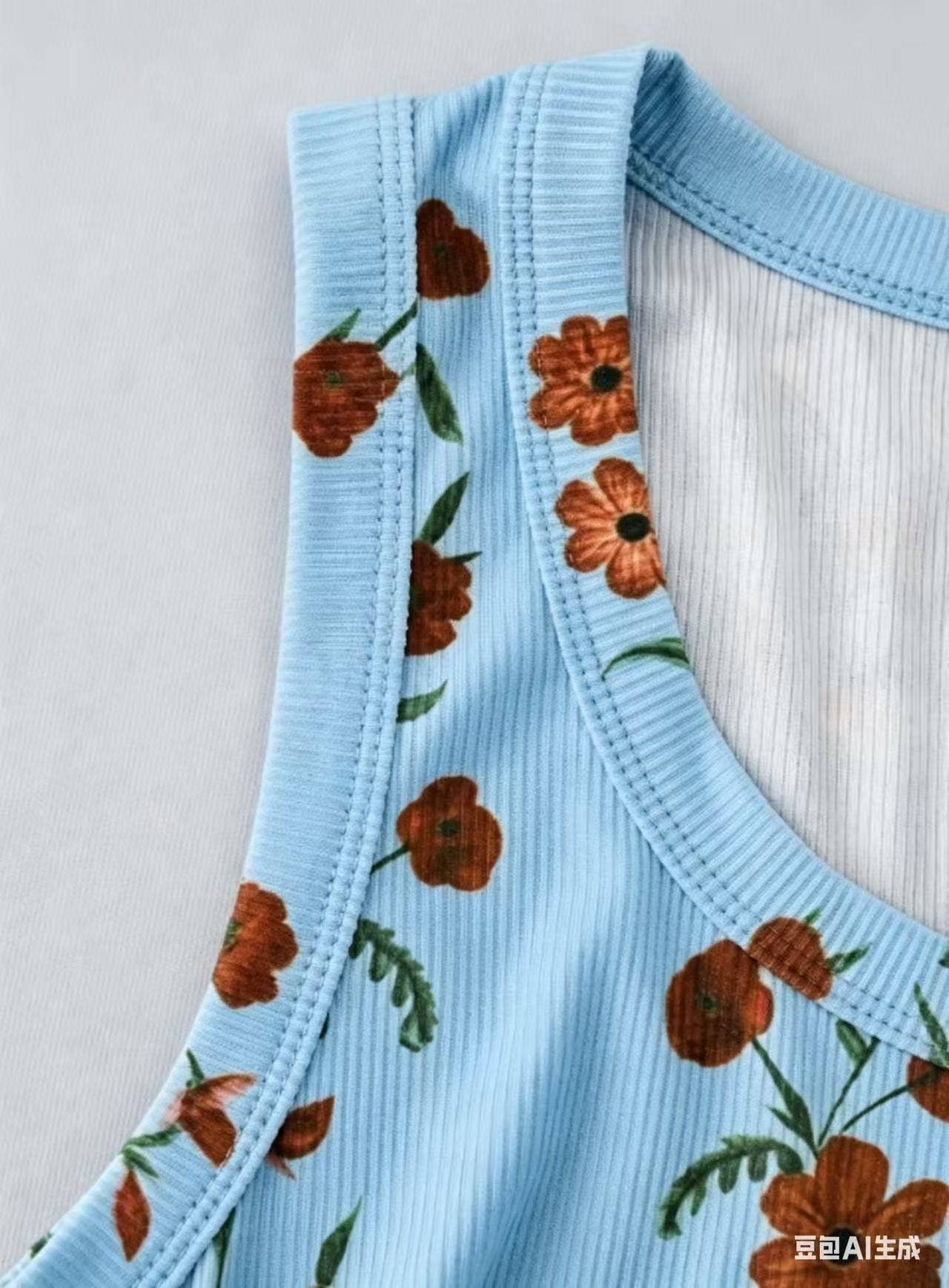 Boho Retro Floral Print Ribbed Knit Slim-Fit Tank Tops: Yellow / M