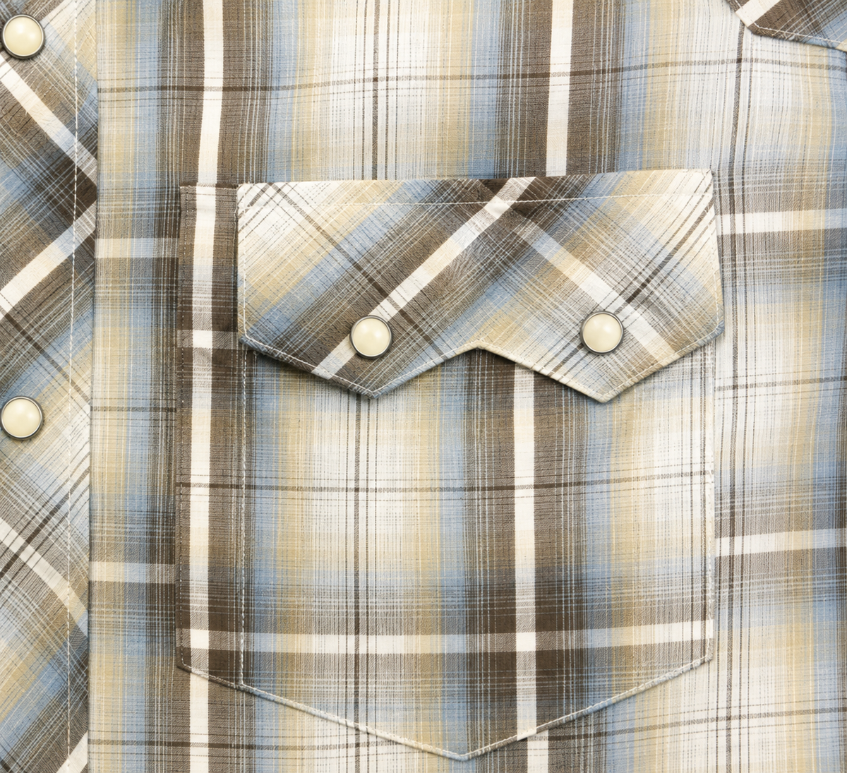 Men's Desert Sky Plaid Pearl Snap Long Sleeve Cowboy Western Shirt: XL