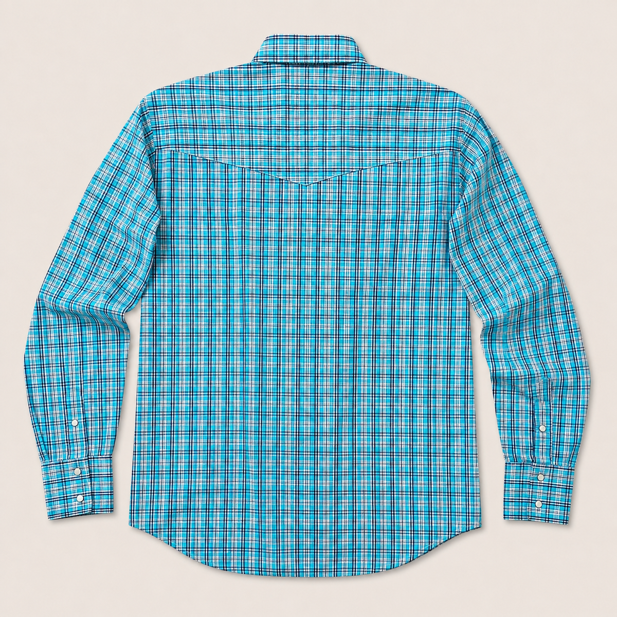 Men's Turquoise Plaid Cowboy Long Sleeve Western Snap Shirt: Turquoise Plaid / XXL