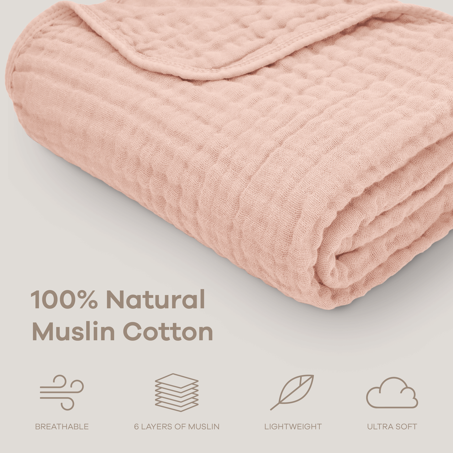 Muslin Baby Blanket, 40" x 40" Swaddle Blanket by Comfy Cubs: Fern