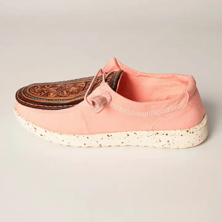 Genuine Leather Trim Shoe Footwear Slip On