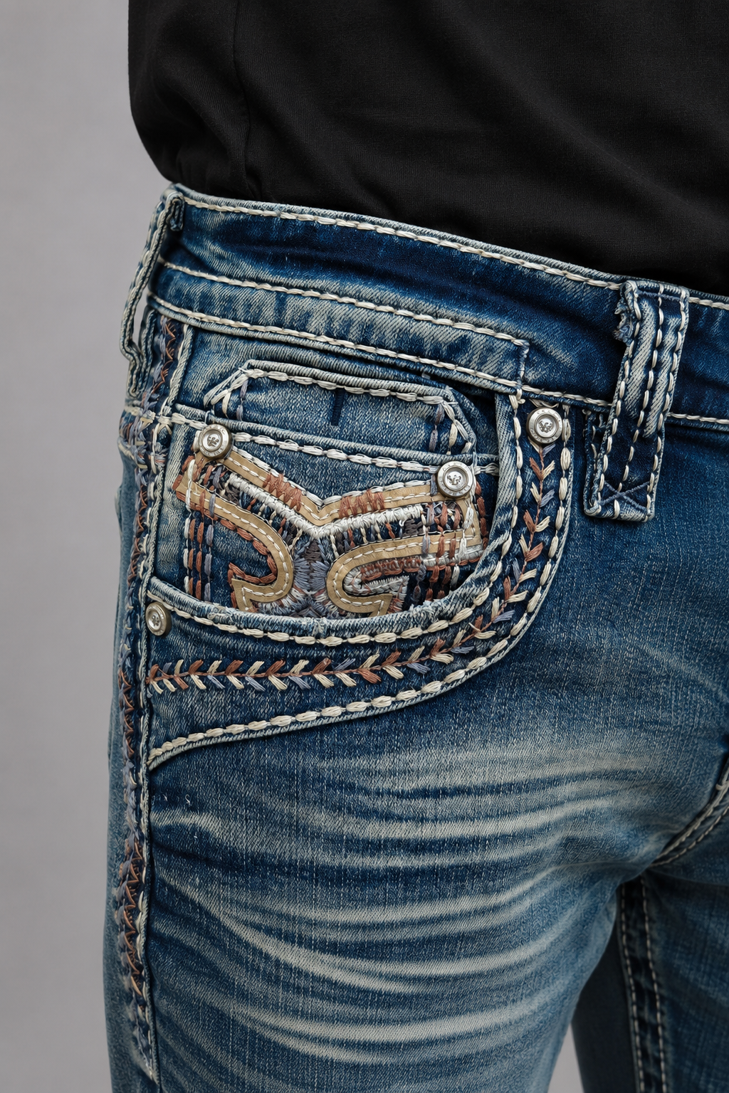 WE-021 Eagle Warrior Men's Western Straight Stretch Jeans: 32 / 30